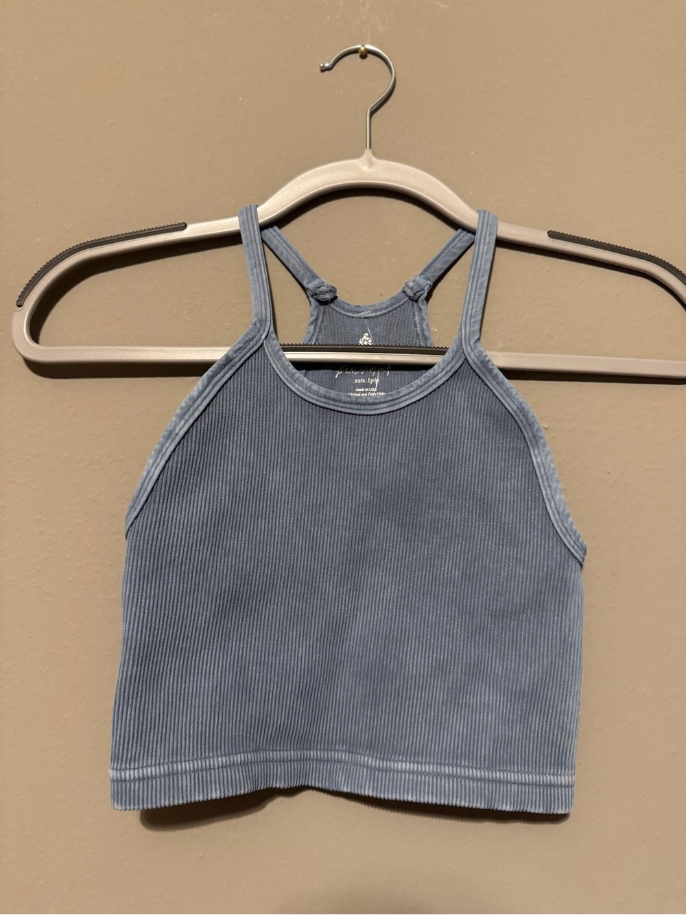 FP Movement by Free People Ribbed Cropped Tank in Dusty Blue